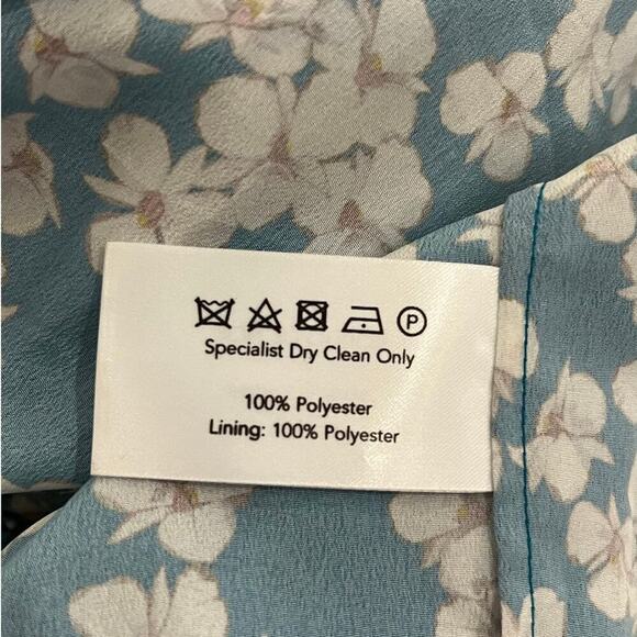 Borgo De Nor Teodora Crepe Dress Bouquet Blue White Flutter Sleeve Maxi Size 2 - Picture 12 of 14